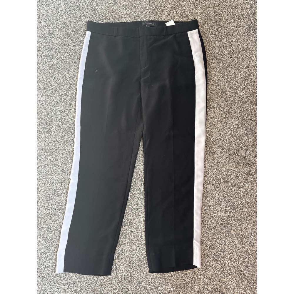Banana Republic Black White Stripe Career Pants Trousers Business Size 8